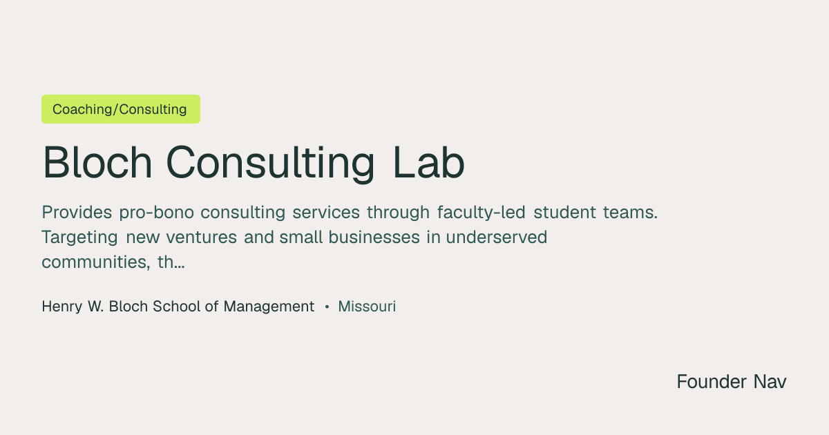 Bloch Consulting Lab | Founder Nav