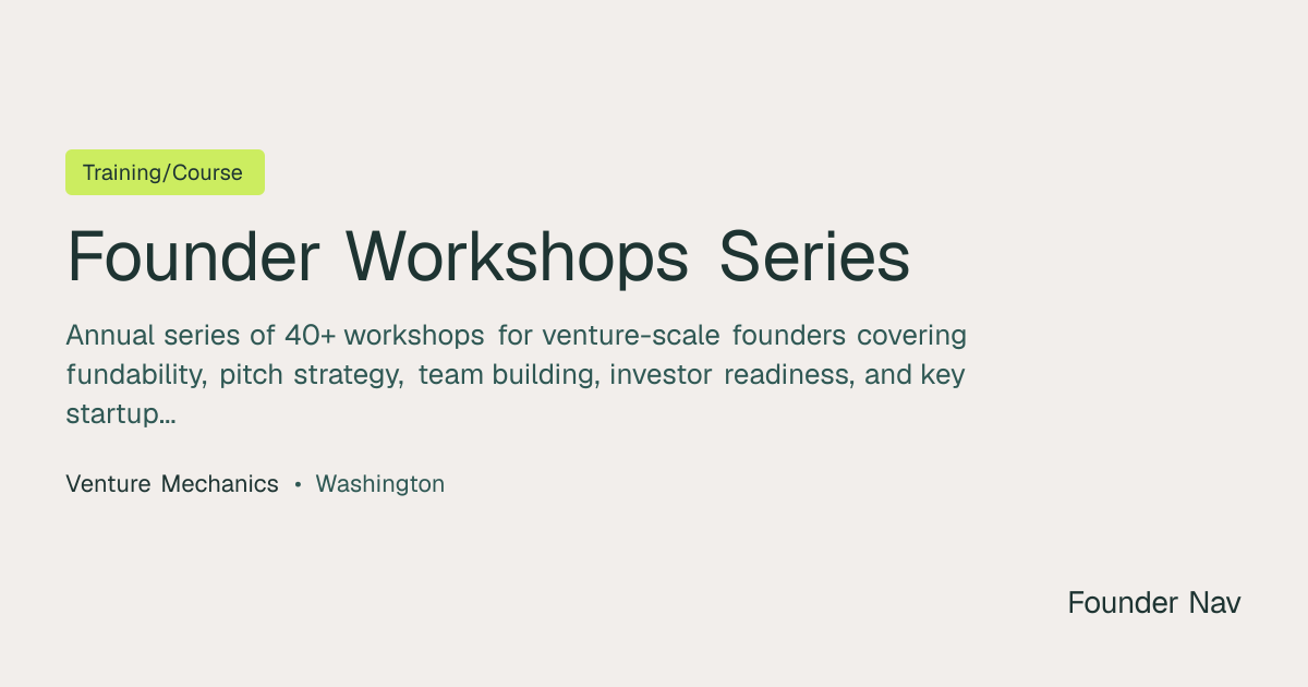 Founder Workshops Series | Founder Nav