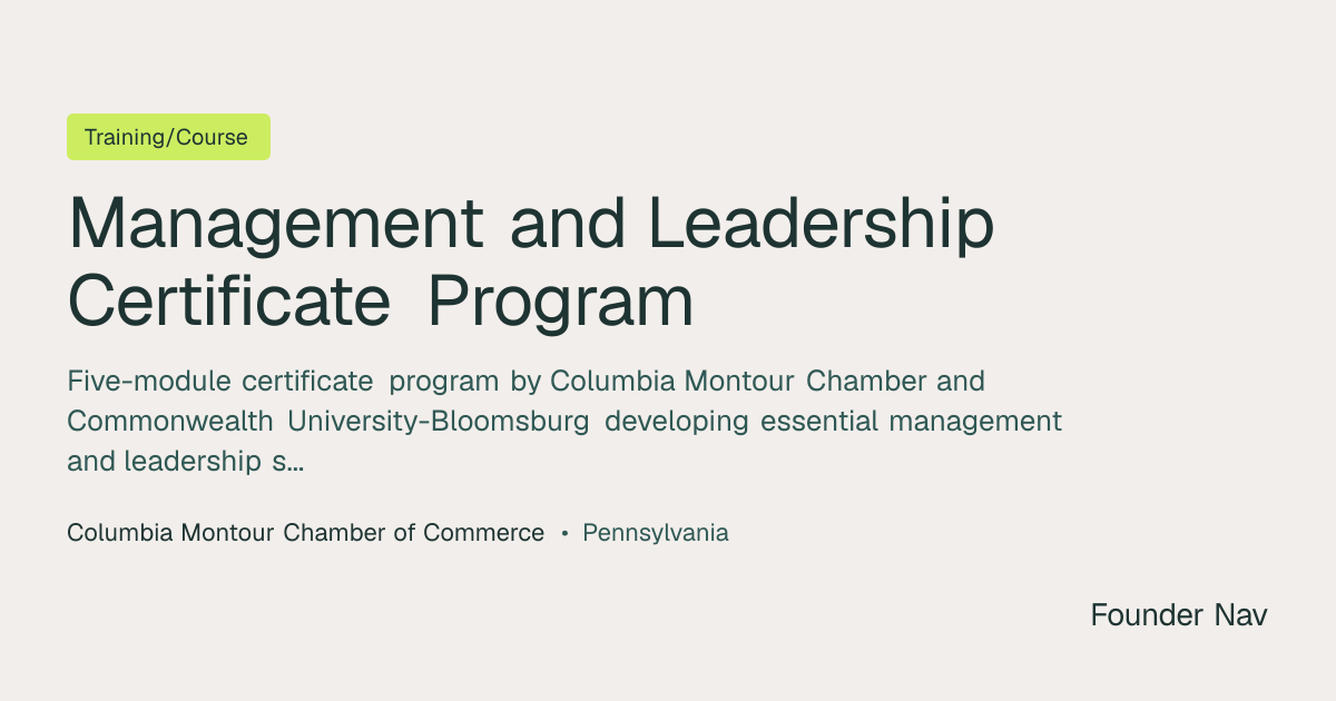 Management and Leadership Certificate Program | Founder Nav