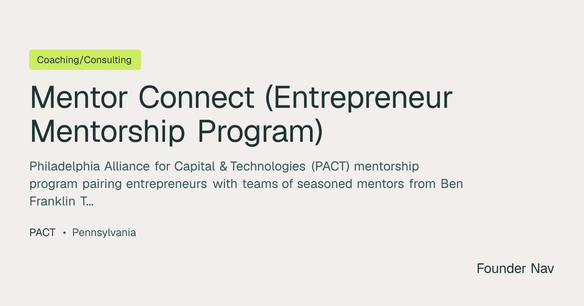 Mentor Connect (Entrepreneur Mentorship Program) | Founder Nav