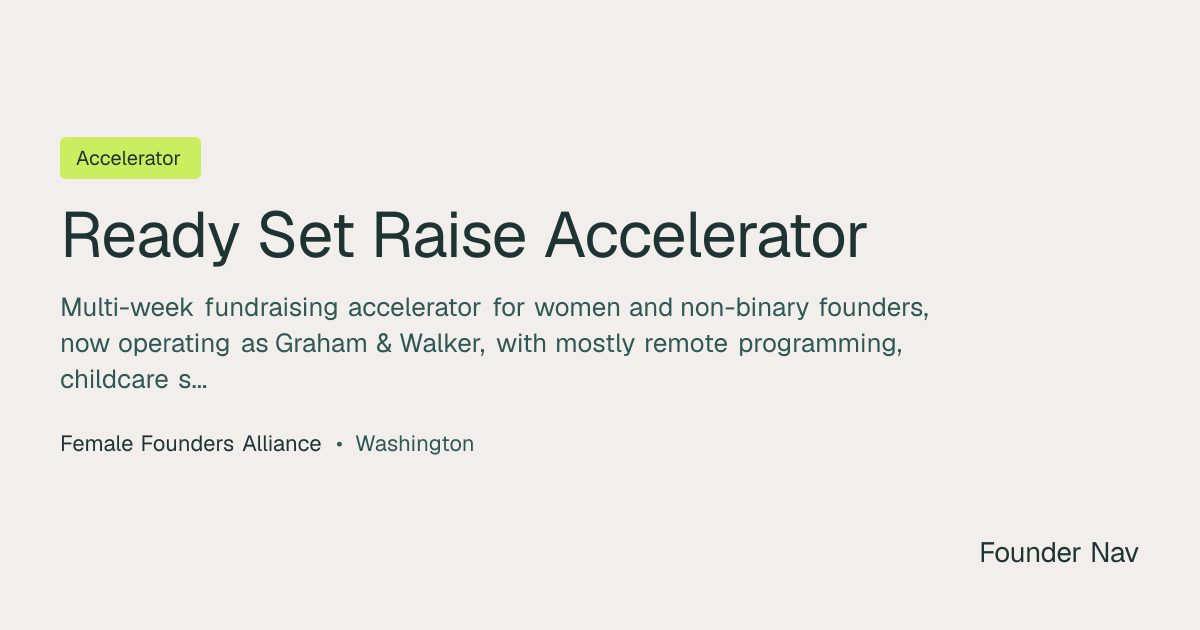 Ready Set Raise Accelerator | Founder Nav