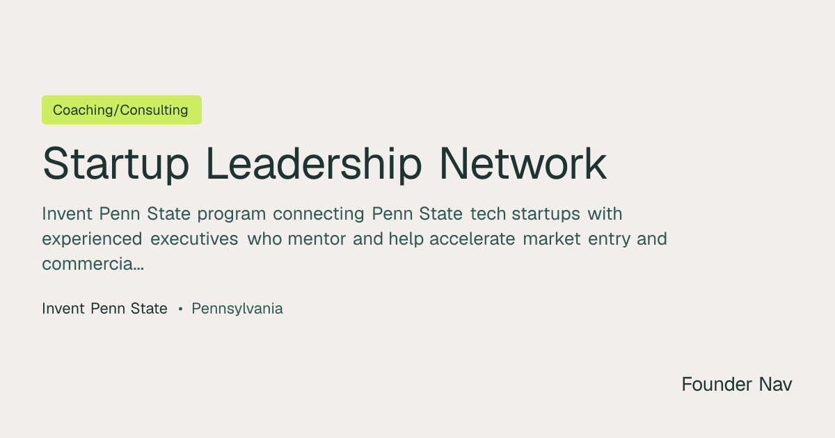 Startup Leadership Network | Founder Nav