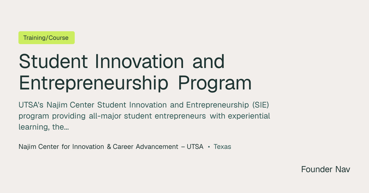 Student Innovation and Entrepreneurship Program | Founder Nav